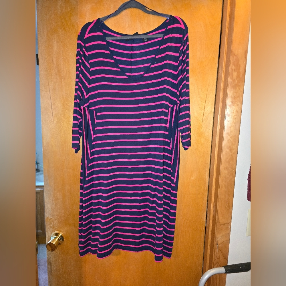 Striped Pink and Navy blue Dress